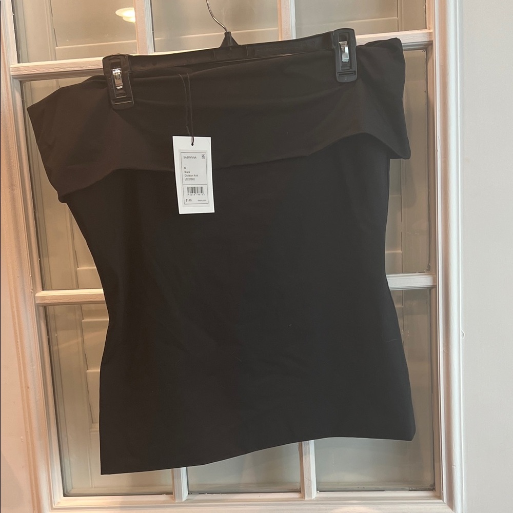 Theory Black Off-Shoulder Crop Top